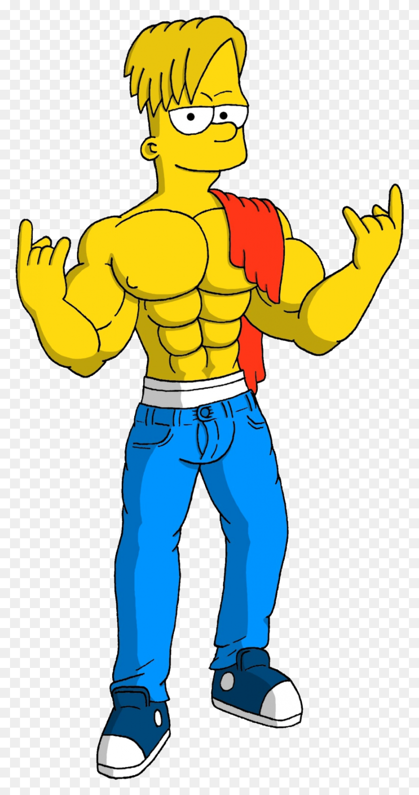 868x1709 Muscle Teen Bart Simpson - Muscle Man PNG