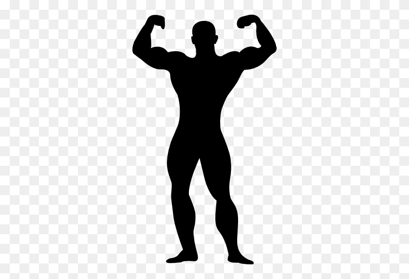 512x512 Muscular Man Flexing Silhouette - Hombre PNG