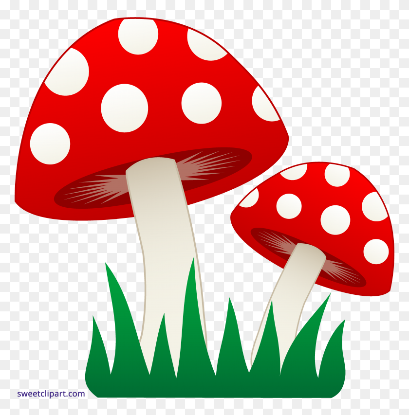 4660x4739 Mushrooms In Grass Clipart - Landscape Design Clipart