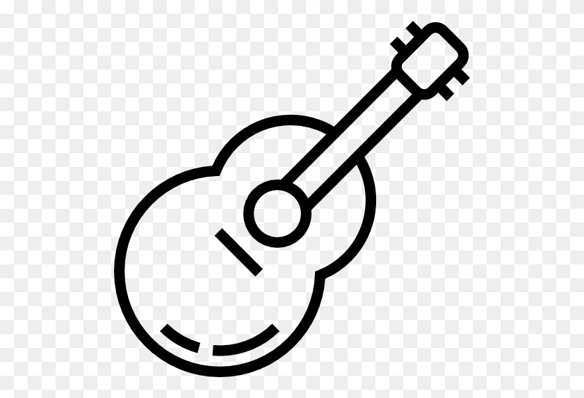 512x512 Music, Guitar, Flamenco, Folk, Musical Instrument, Music - Musical Instruments Clipart Black And White