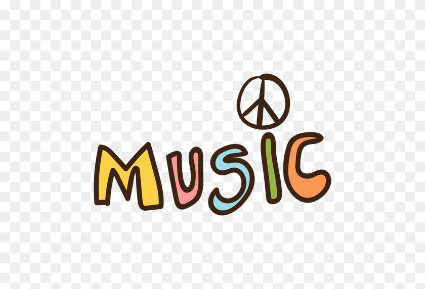 512x512 Music Lettering Hippie Doodle - PNG Music