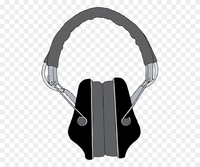 489x640 Música, Silueta, Recreación, Dibujos Animados, Auriculares Clipart Idea - Dj Headphones Clipart