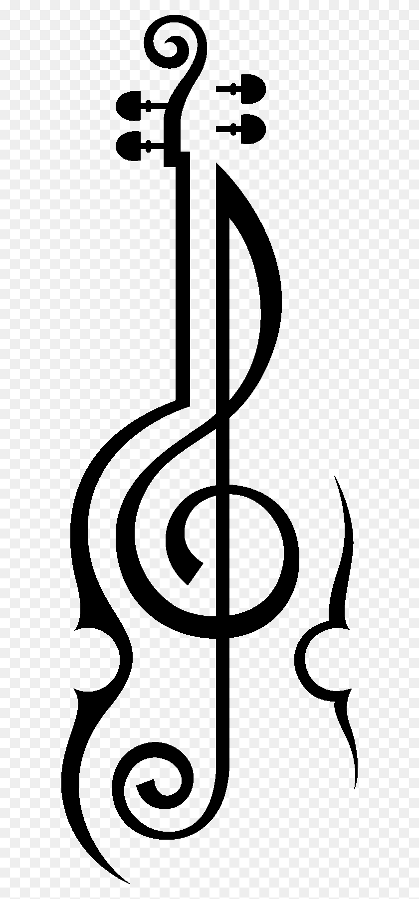 594x1743 Music Violin, Music - Violin Black And White Clipart