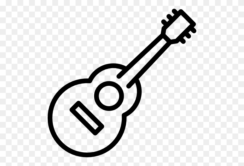 512x512 Instrumento Musical, Música, Guitarra Acústica, Guitarra, Música - Imágenes Prediseñadas De Guitarra Acústica En Blanco Y Negro