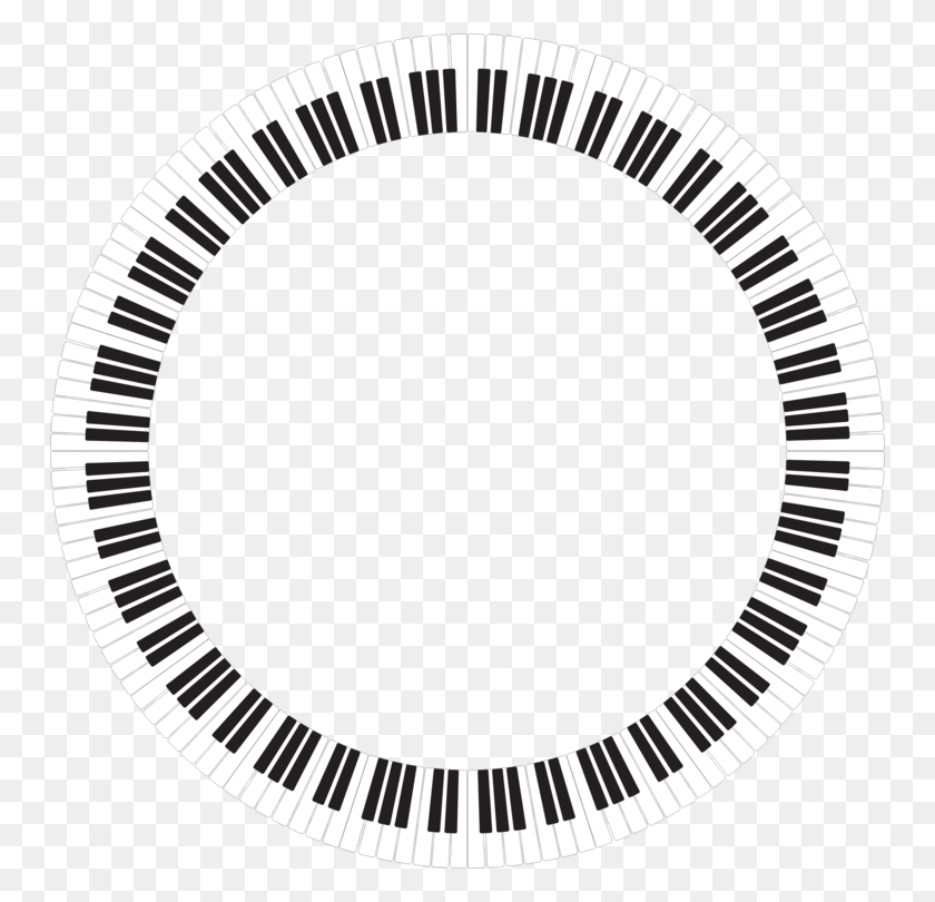 750x750 Музыкальный Клавиатура Фортепианный Круг - Фортепиано Черно-Белое Клипарт