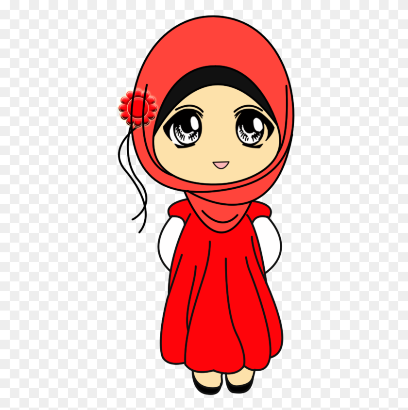 380x785 Vector De Chibi Musulmán En Musulmán, Garabatos - Imágenes Prediseñadas De Mujer Musulmana