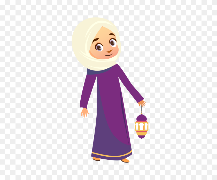 640x640 Chica Musulmana Con Elemento Hijab, Eid Mubarak, Caligrafía, Fiter - Clipart De Mujer Musulmana