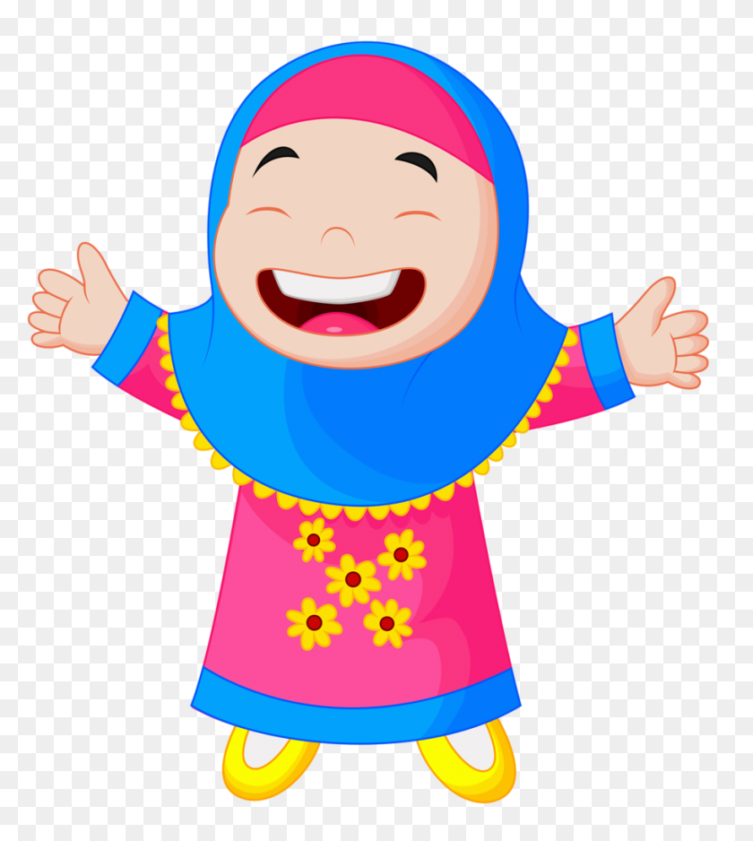 909x1024 Мусульманские Дети Мусульмане, Ислам, Исламский Мультфильм - Мусульманская Женщина Клипарт
