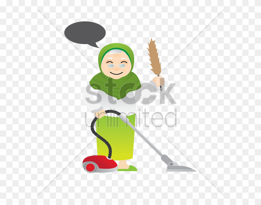600x600 Mujer Musulmana Con Aspiradora Imagen Vectorial - Mujer Musulmana Clipart