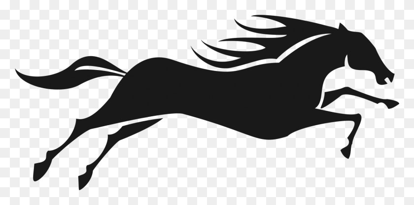 1639x750 Mustang Horseamprider Equestrian Silhouette Running - Running Horse Clipart