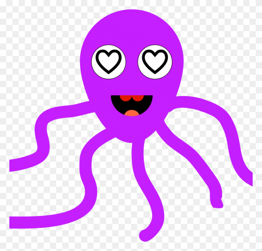 783x750 My First Octopus Animal Line Art Cartoon - Purple Octopus Clipart