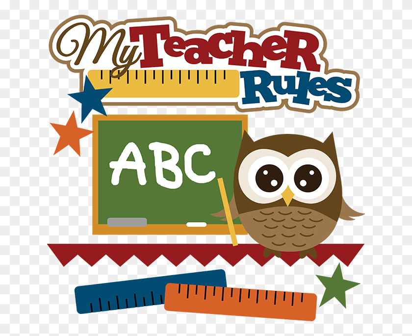 648x625 My Teacher Rules School Owl Files - Free Owl Clipart For Teachers