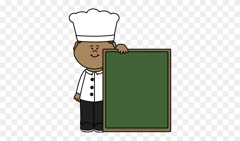358x436 Mycutegraphics Free Chef Clip Art E G Chef With A Chalkboard - Free Chalk Clipart