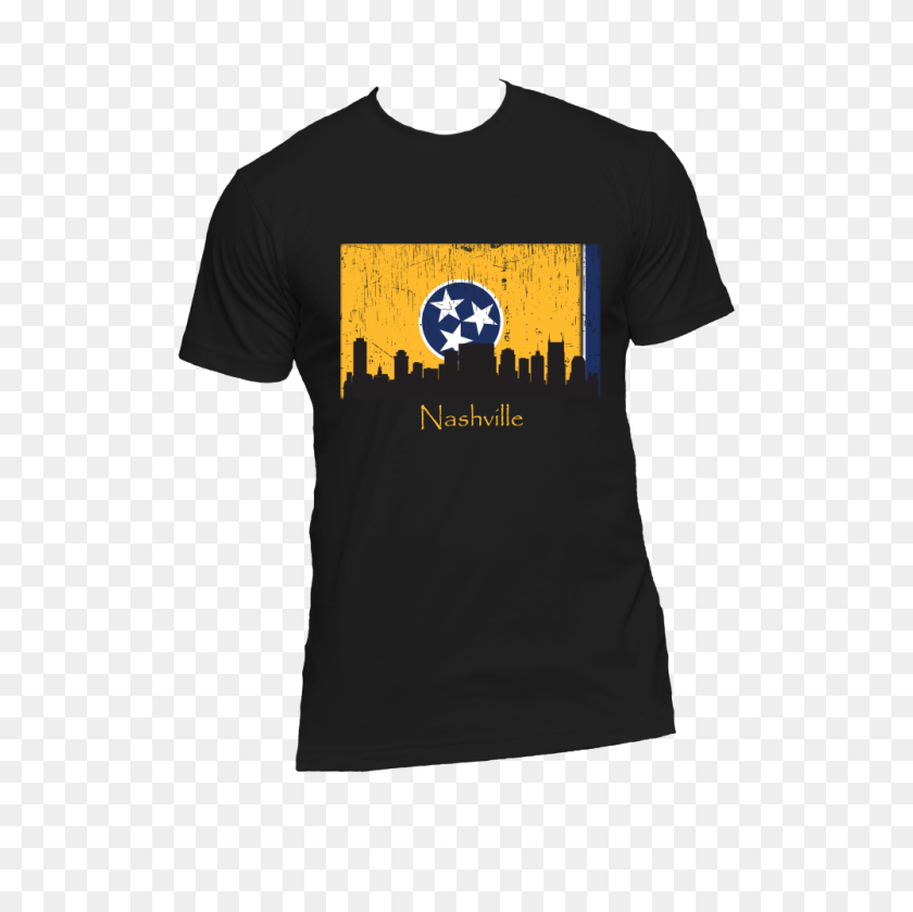 1000x1000 Camiseta De Manga Corta Amarilla De Nashville Skyline Para Hombre - Horizonte De Nashville Png