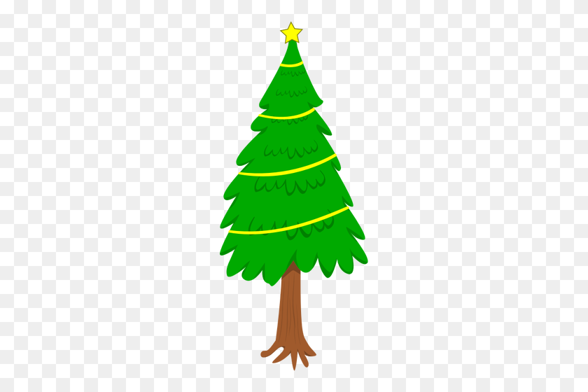 212x500 Natural Christmas Tree Vector Clip Art - Christmas Tree With Ornaments Clipart
