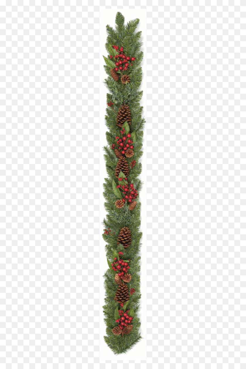 158x1200 Natural Red Berry Christmas Garland With Pine Cones - Christmas Garland PNG