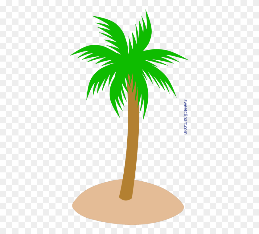 387x700 Nature Travel Palm Tree In Sand Clip Art - Sand Clipart