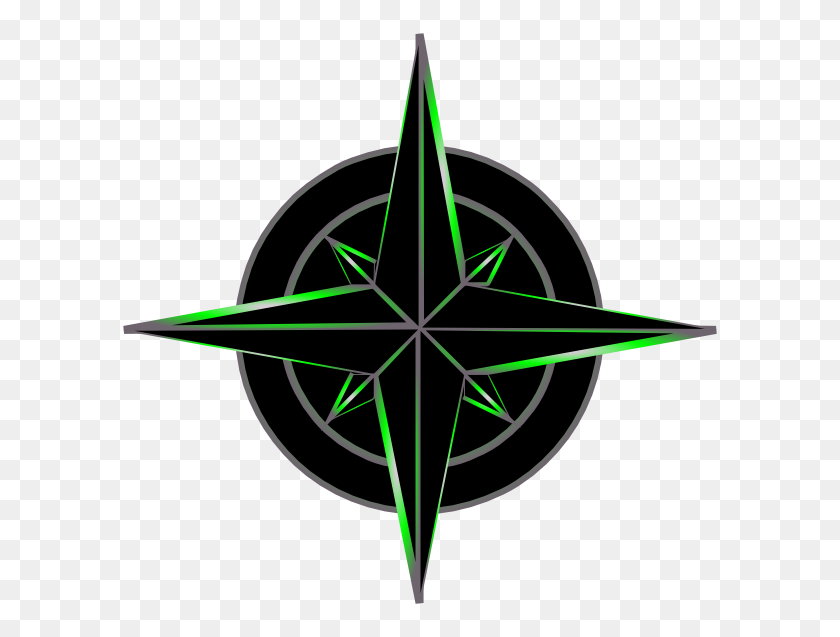 600x577 Navigation Symbol Black And Green Clip Art - Navigation Clipart