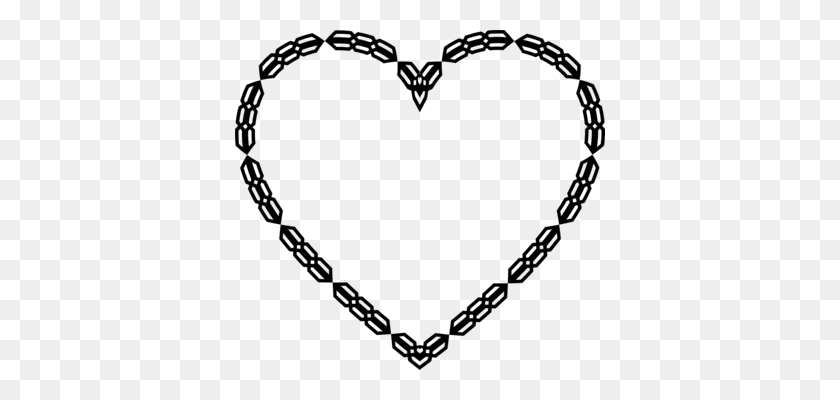 370x340 Ожерелье Ювелирные Изделия Подвески Подвески Цвет Сердца - Ожерелье Клипарт Черно-Белое