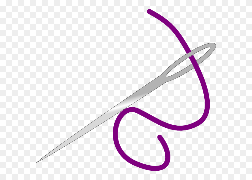 600x539 Needle Purple Thread Clip Art - Needle And Thread Clipart