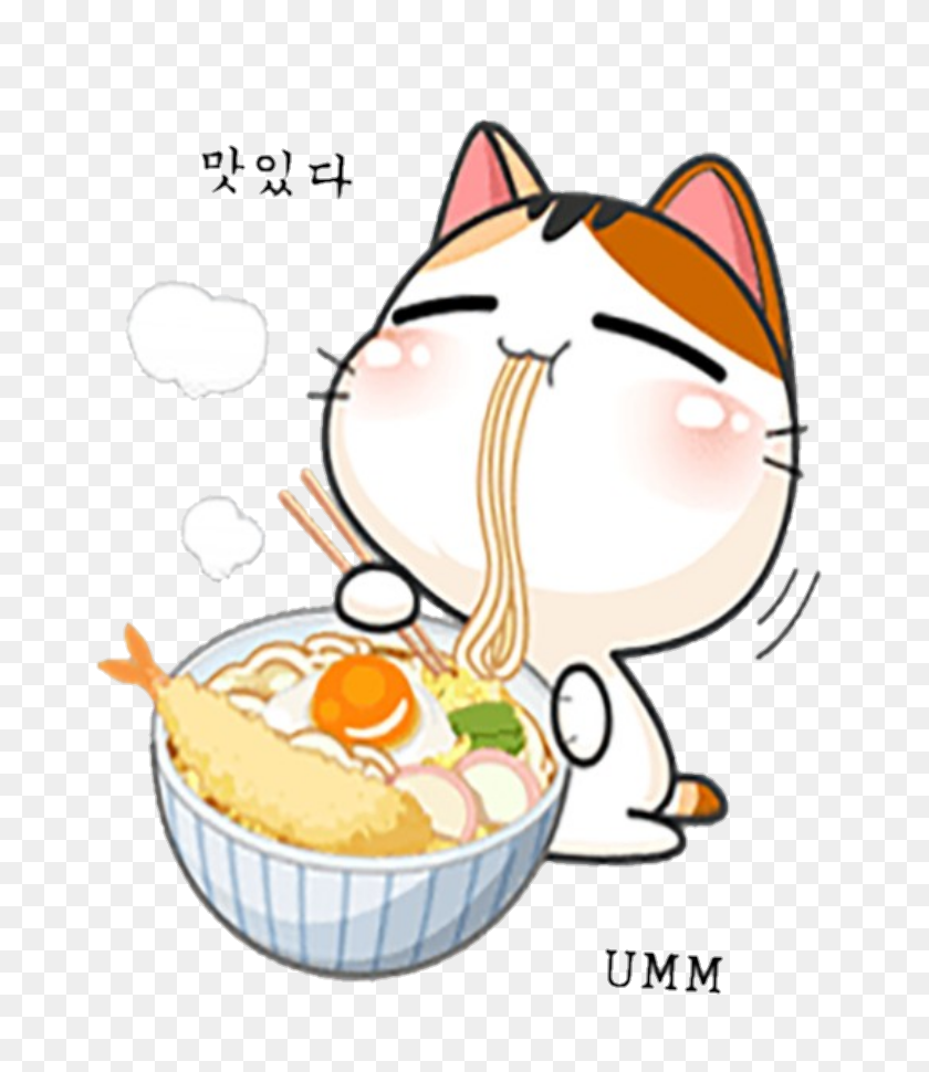 780x910 Neko Ramennoodle Yum Cute Sweet Kittylove Kitty Food - Yum Clipart
