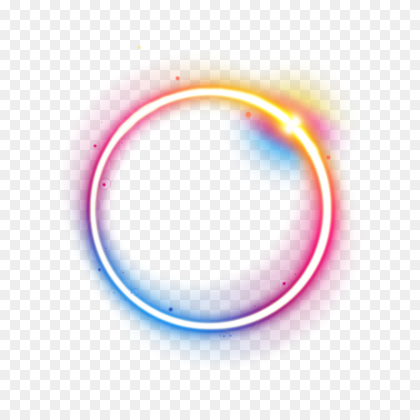 Neon Circle Rainbow Colorful Galaxy Frame Lightning - Rainbow Circle PNG