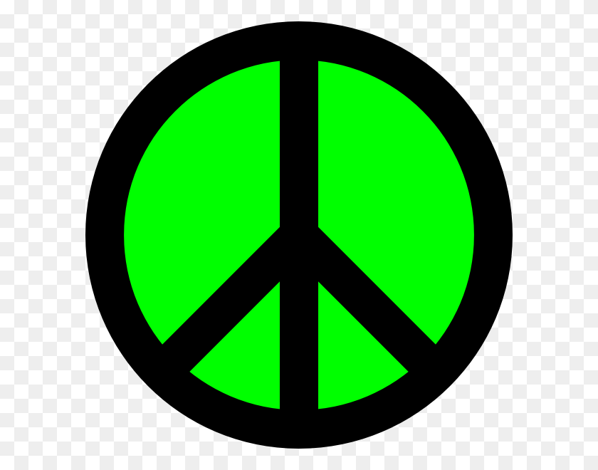 600x600 Neon Green Black Peace Sign Clip Arts Download - Peace Symbol PNG