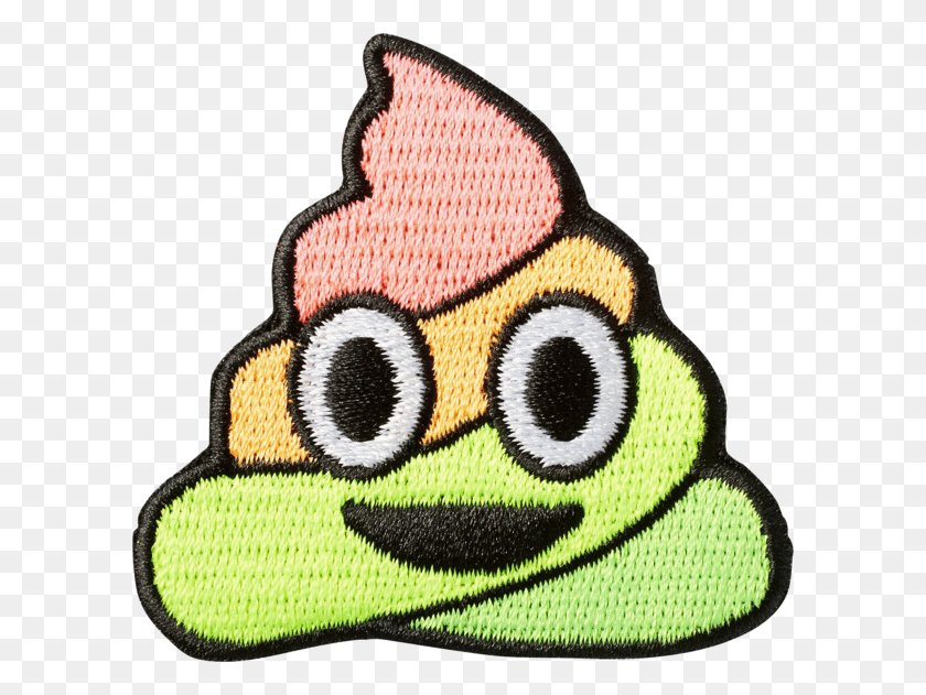 600x571 Neon Poop Emoji Parche De La Etiqueta Engomada - Rainbow Poop Emoji Png