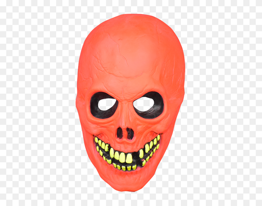450x600 Neon Red Skull Latex Mask - Red Skull PNG