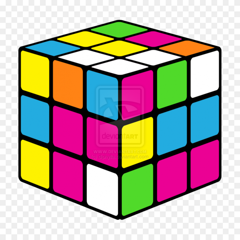 894x894 Cubo De Rubik S De Neón - Años 80 Png