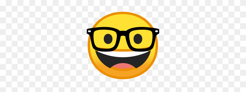 256x256 Nerd Face Icon Noto Emoji Smileys Iconset Google - Sunglasses Emoji PNG