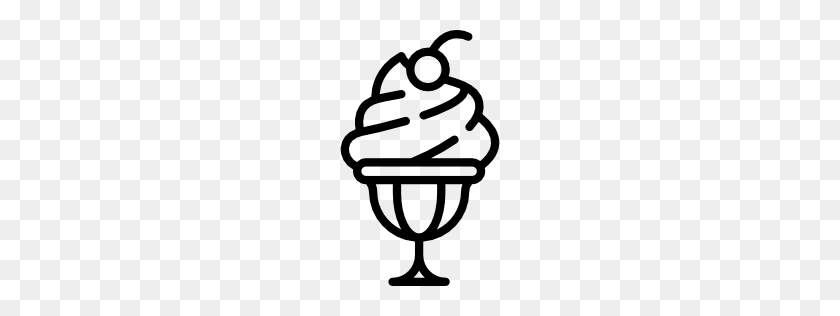 256x256 Новый Дом - Мороженое С Фруктами И Мороженым, Черно-Белое Клипарт