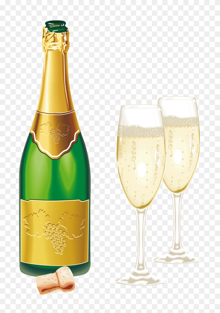 1506x2190 Новогоднее Открытое Шампанское В Бокалах Галерея Png - Бокал Для Шампанского В Png