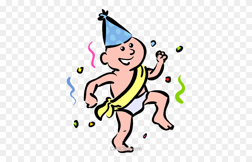 395x480 El Día De Año Nuevo Del Bebé Libre De Regalías Vector Clipart Ilustración - Sombrero De Año Nuevo Clipart