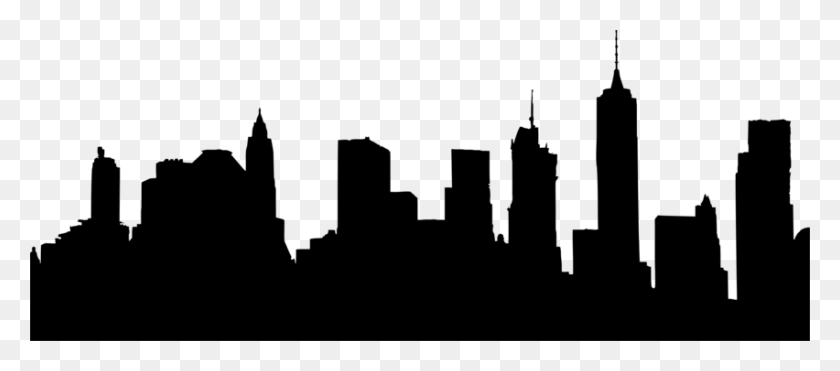 852x340 New York City Drawing Silhouette Pencil - New York Skyline Clipart