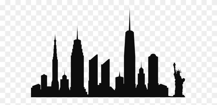 600x347 New York City Skyline Silhouette Png Clip Gallery - City Background Clipart