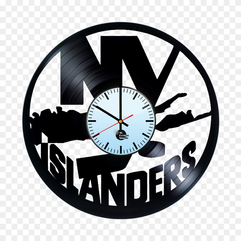 1500x1500 New York Islanders Logo Png Handmade Vinyl Record Wall Clock Fan - Vinyl Record PNG
