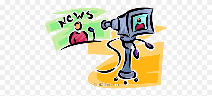 News Anchor And Camera Royalty Free Vector Clip Art Illustration - News Anchor Clipart