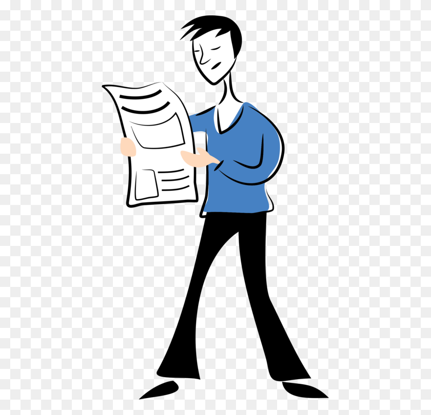 443x750 Newspaper Can Stock Photo Drawing - Person Reading Clipart