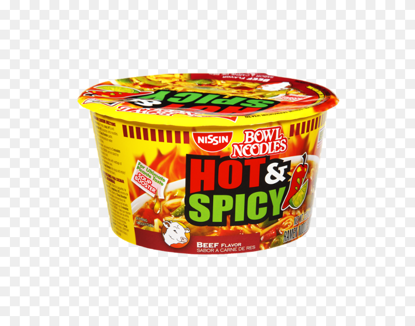 600x600 Nissin Bowl Noodles Hot Spicy Говяжий Суп С Лапшой Отзывы - Лапша Рамэн Png