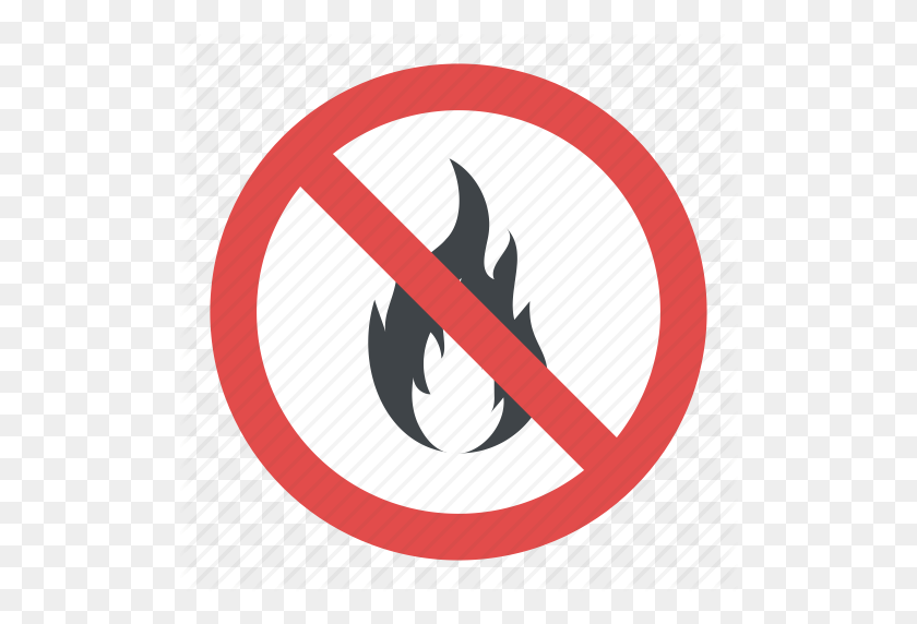 512x512 No Fire Flame Sign, No Fire Sign, No Open Flame Label, No Open - Fire Symbol PNG