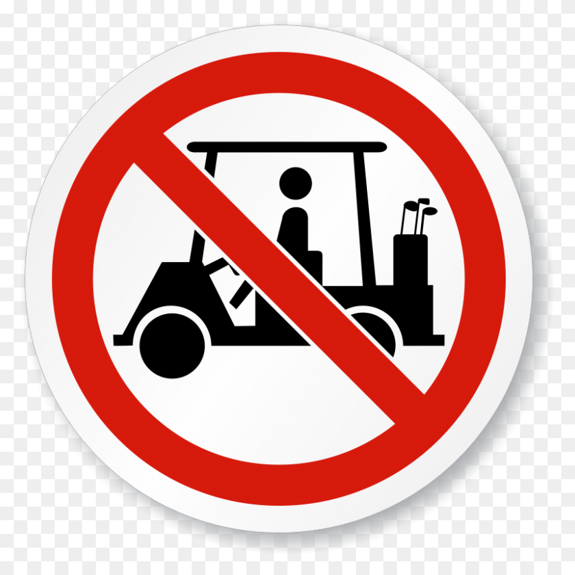 800x800 No Golf Cart Symbol Iso Prohibition Circular Sign, Sku Is - Prohibition Clipart