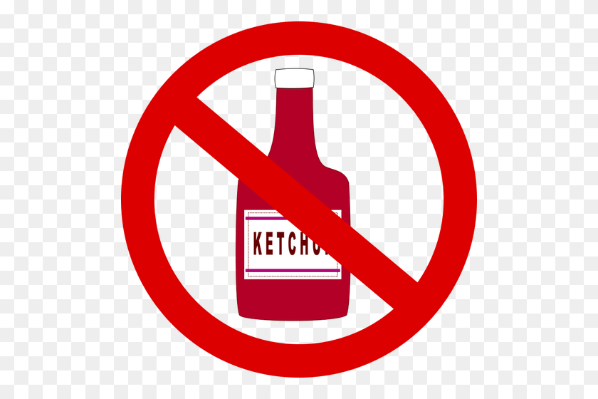 500x500 No Ketchup Vector Clip Art - Ketchup Bottle Clipart