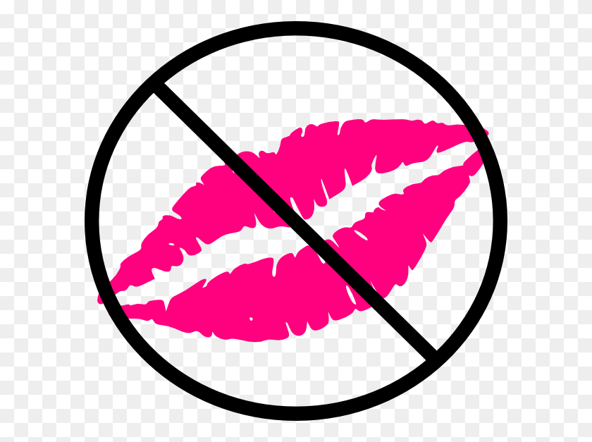 600x567 No Kiss Zone Hot Pink Clip Art - Kiss Clipart