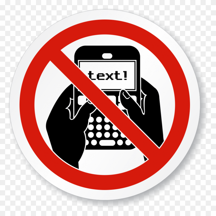 800x800 No Texting Symbol Iso Prohibition Circular Sign, Sku Is - Prohibition Clipart