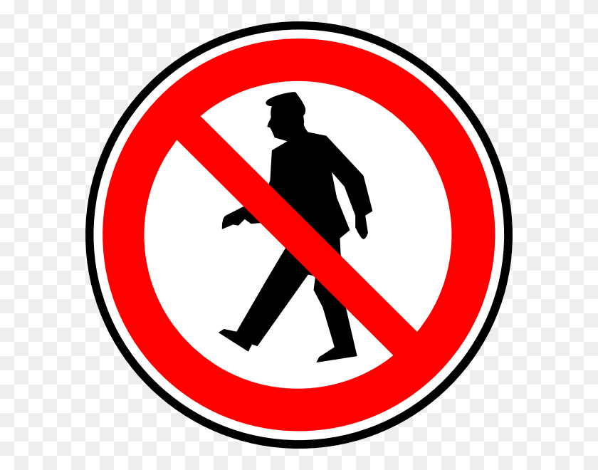 600x600 No Walking Pedestrians Clip Art Free Vector - Road Sign Clipart