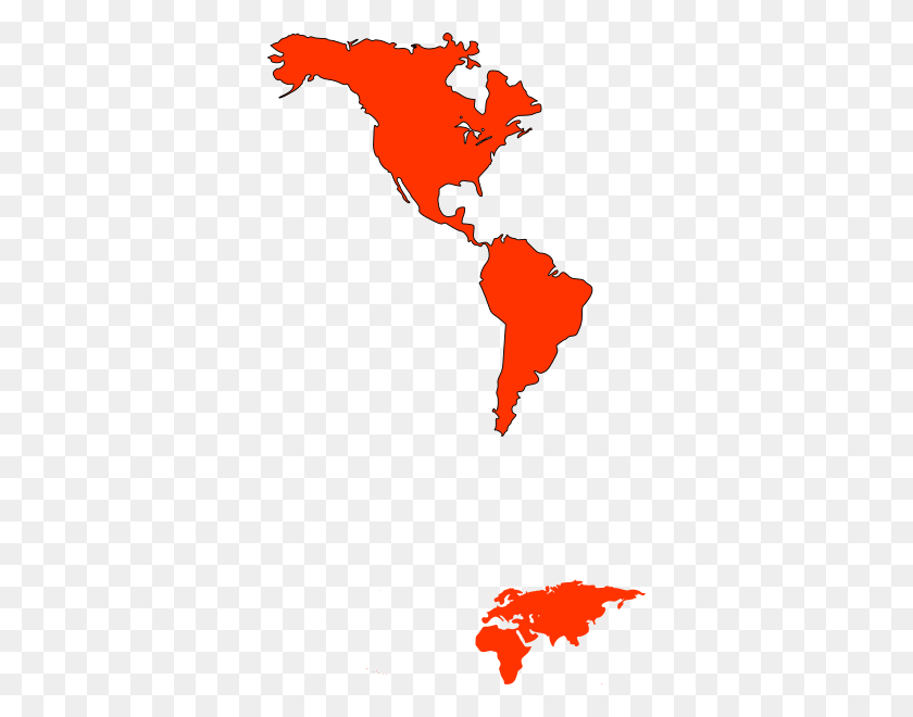 348x600 North America Orange Clip Art - North America Map Clipart