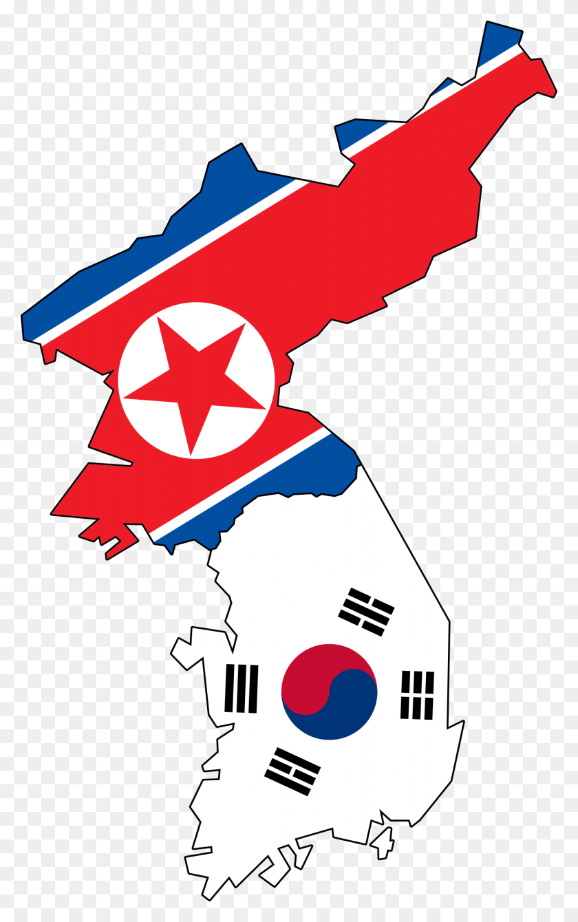 1462x2400 Северная И Южная Корея Флаг Карта Флаг Северной И Южной Кореи - Корейская Война Клипарт