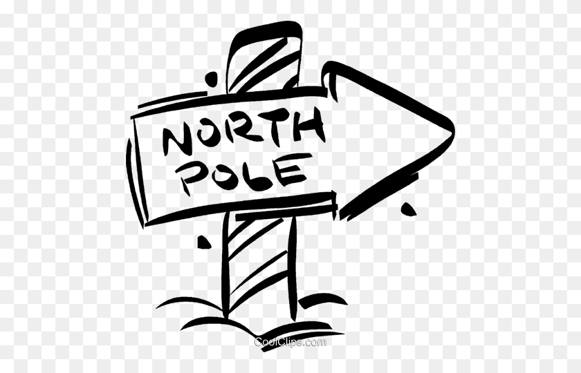 476x480 North Pole Sign Royalty Free Vector Clip Art Illustration - Road Trip Clipart Black And White