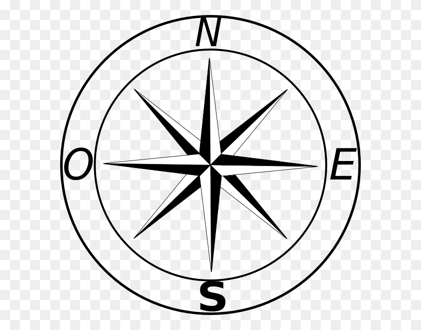 600x600 North Star Compass Clip Art - Compass Clipart Black And White